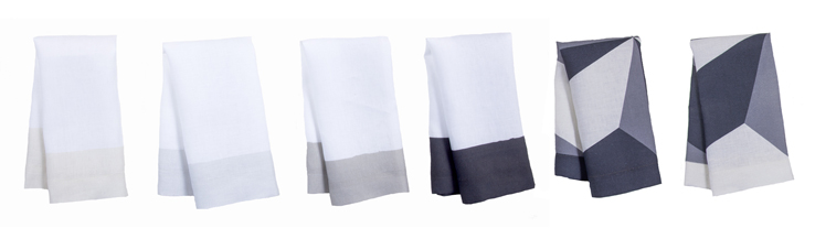 Huddleson modern white and grey linen printed napkins