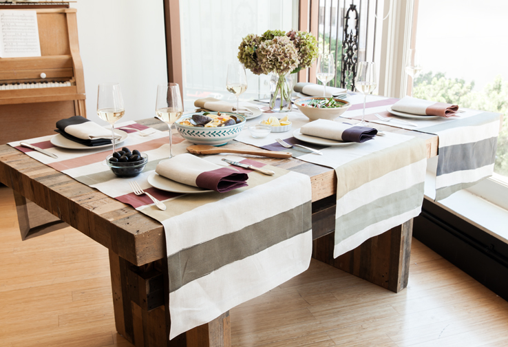 Cinta Striped Natural Linen Table Runners by Huddleson