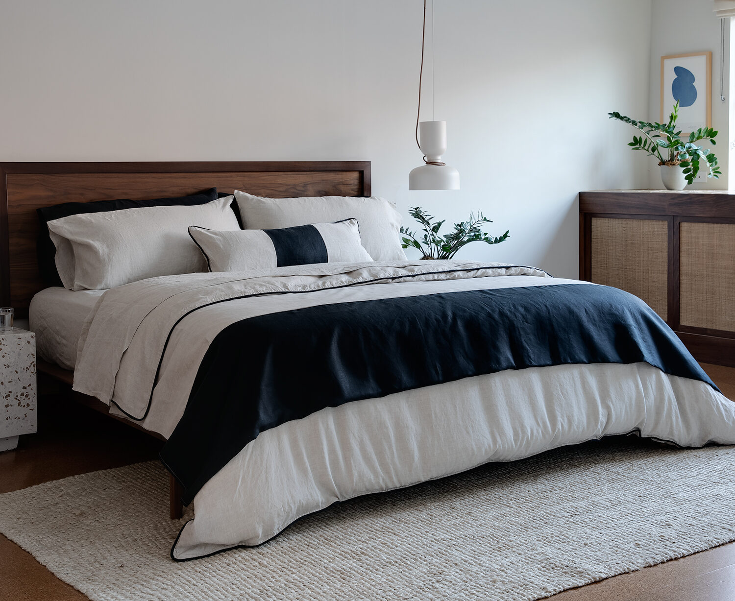 Fall Bed Linens Natural Linen Duvet Cover Black Piped Edge Sheets Blanket