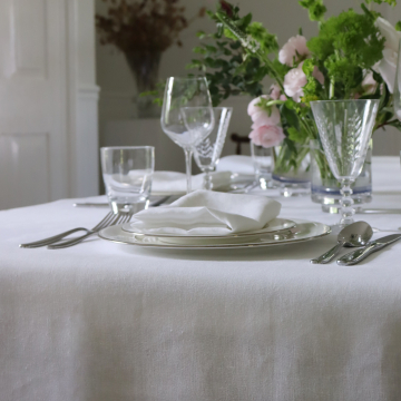 White Rectangular Linen Tablecloth