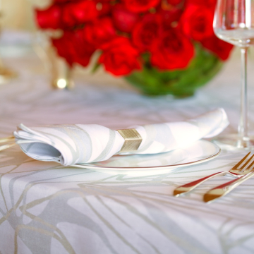 Melita Metallic Square Linen Tablecloth