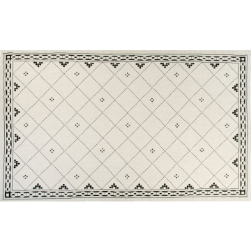 Natural linen tablecloth with black moroccan print ace hotel