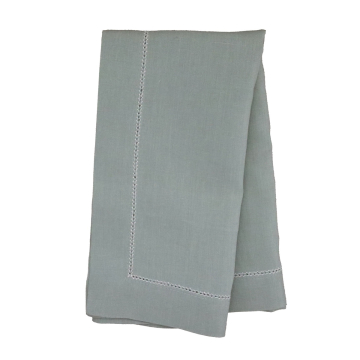Celadon turquoise green hemstitched linen napkin