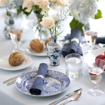 Sky Blue Round Linen Tablecloth