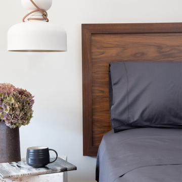 Charcoal 500TC Cotton Percale Sheet Set - Charcoal Hemstitch