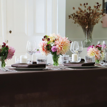 Chocolate Brown Square Linen Tablecloth 