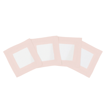 Huddleson white linen napkin with pastel pink border