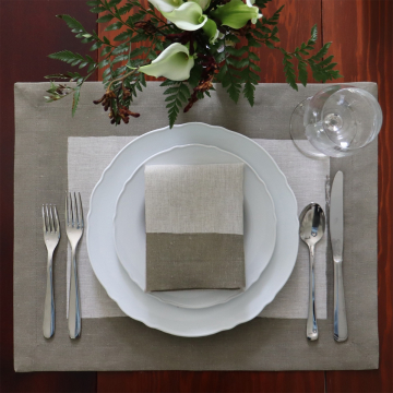 Cinta Moss Green Border Linen Napkin 