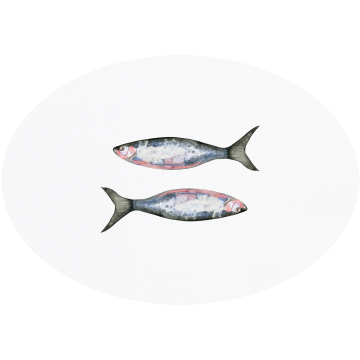 Huddleson Fish Oval Hand-painted linen tablecloth 