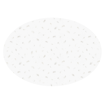 White linen oval tablecloth feathers