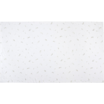 white linen tablecloth grey taupe feathers