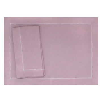 Heather lilac hemstitched linen placemat 