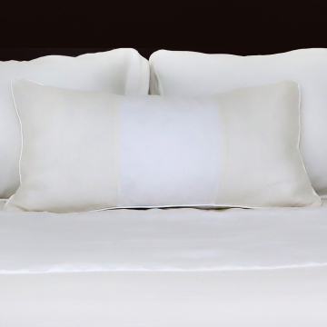 Ivory linen pillow cover white piped edge