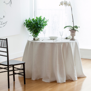 Ivory Round Linen Tablecloth