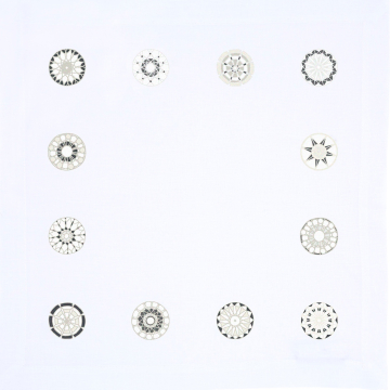 Modern Lace Suzani Linen Napkin Grey and White