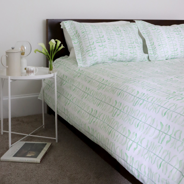 Leaf print linen pillow shams 