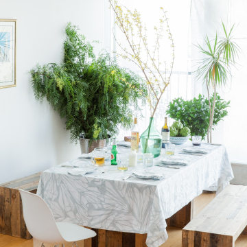 Melita Aqua Round Linen Tablecloth