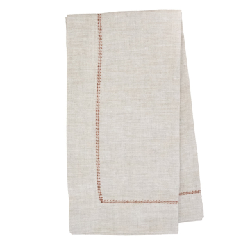 Natural Napkin with Sienna Contrast Hemstitch