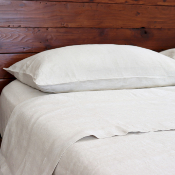 Huddleson natural linen sheets pure Italian linen bedding set undyed flax color