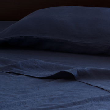 Navy Blue Indigo Pure Italian Linen Top Sheet