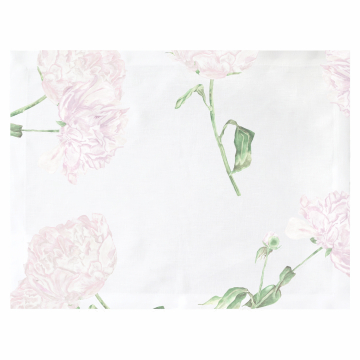 Huddleson Peony Floral Printed White Linen Placemat