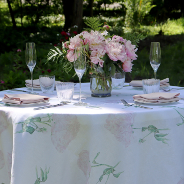 Peony Round Linen Tablecloth