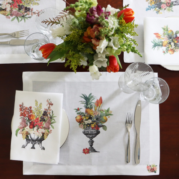 Floral Urn Pineapple Linen Placemat