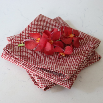 Shibori Red Japanese Cotton Hand Towel / Tea Towel