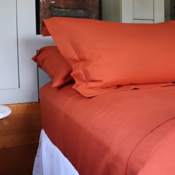 Sienna Terracotta Linen Fitted Sheet