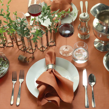 Sienna Orange Rectangular Linen Tablecloth