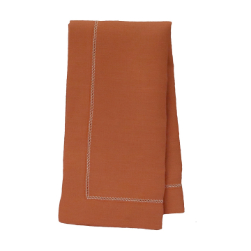 Huddleson orange hemstitched luxury linen napkin