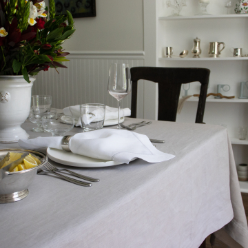 Silver Grey Rectangular Linen Tablecloth