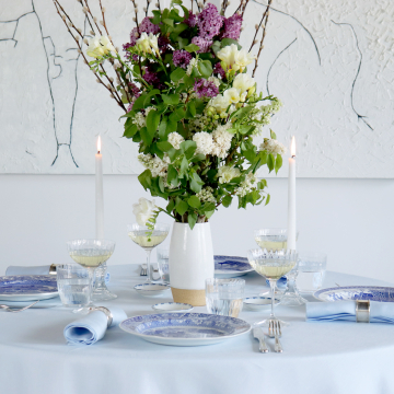 Sky Blue Square Linen Tablecloth