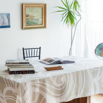 Sloan Champagne Round Linen Tablecloth