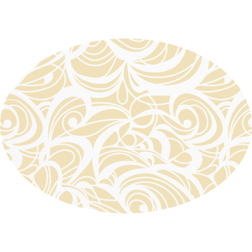 Huddleson gold and white swirl printed Italian ovak linen tablecloth