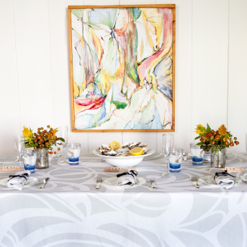 Sloan Silver Square Linen Tablecloth