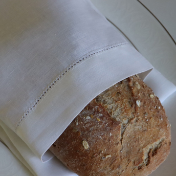 White Hemstitch Linen Hand Towel / Tea Towel