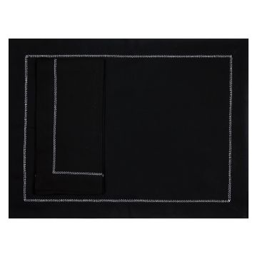 Black Linen Placemat with White Hemstitch