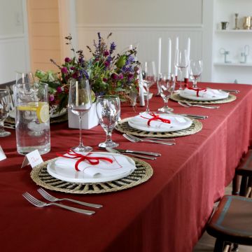 Burgundy Red Rectangular Linen Tablecloth
