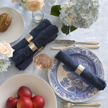 Sky Blue Rectangular Linen Tablecloth