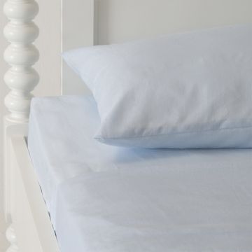 Huddleson Sky Blue Linen Sheets Set Queen King California Full Twin 