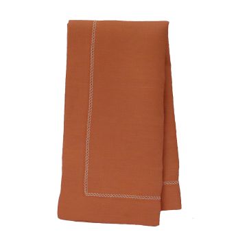 Huddleson orange hemstitched luxury linen napkin