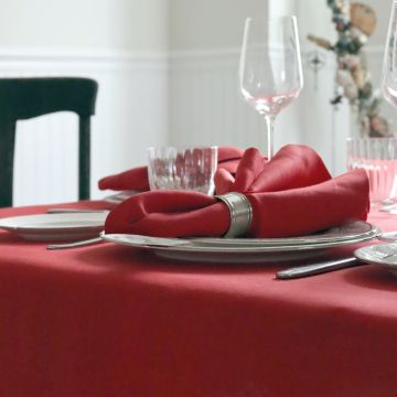 True Red Round Linen Tablecloth