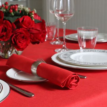 True Red Rectangular Linen Tablecloth 