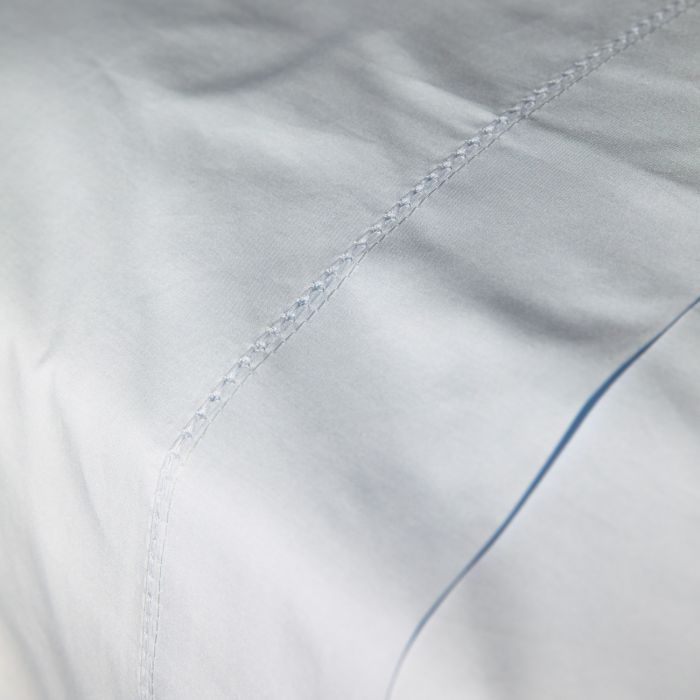 Sky blue cotton top sheet hemstitch
