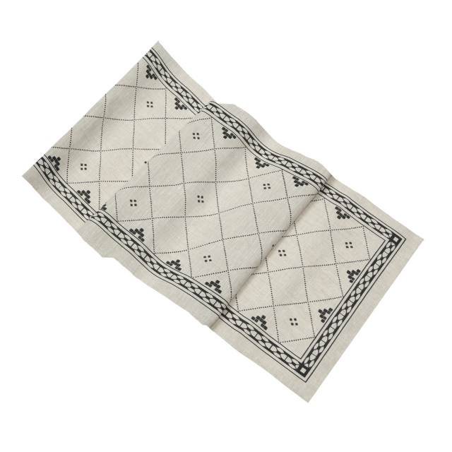 Huddleson Anfa Black Table Runner Natural Linen