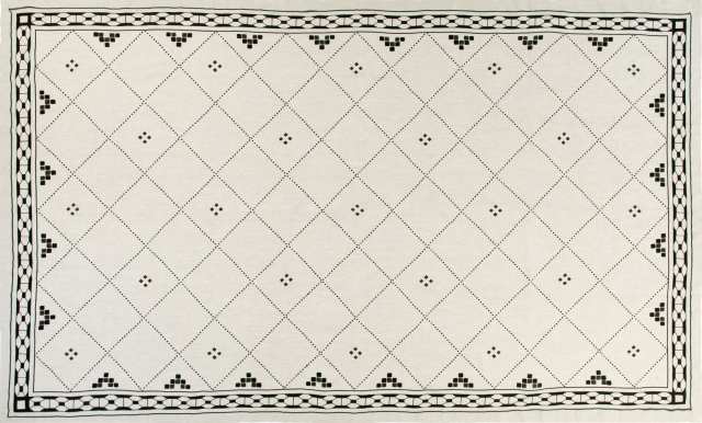 Natural linen tablecloth with black moroccan print ace hotel