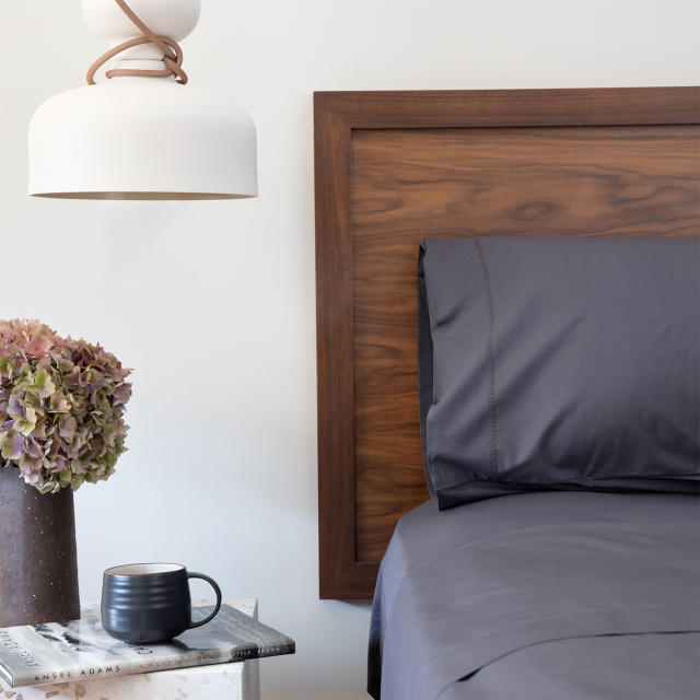 Charcoal Grey Cotton Percale Fitted Sheet