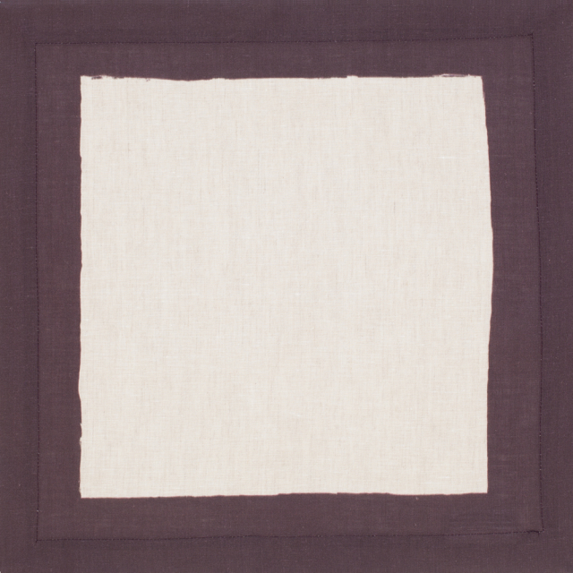 Huddleson Cinta Natural Linen Napkin with Fig Purple Border