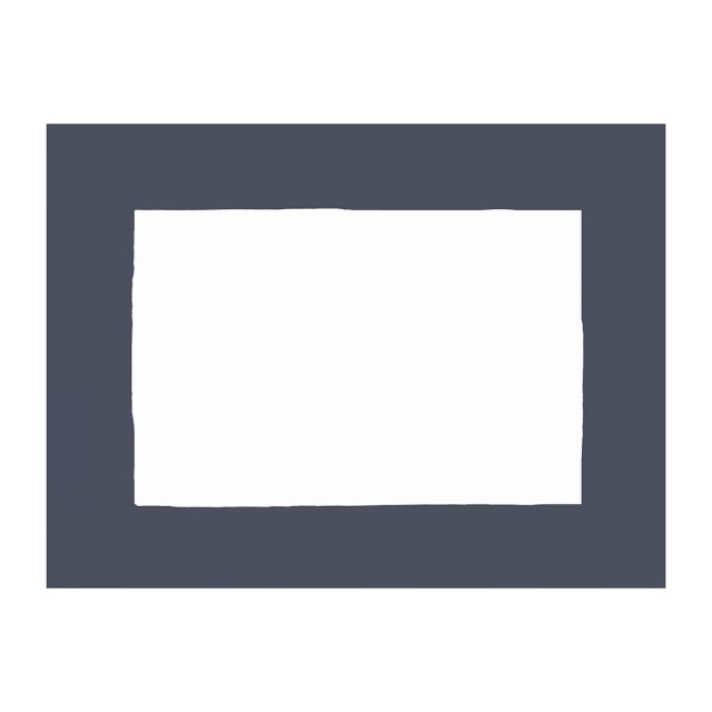 White Italian linen placemat with a border in a dark indigo navy blue
